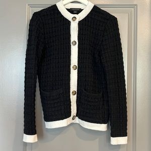Ann Taylor Black and White Textured Knit Cardigan